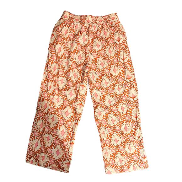 C&C California Orange Pink Floral Print Linen Pants Womens Size M - Picture 7 of 7